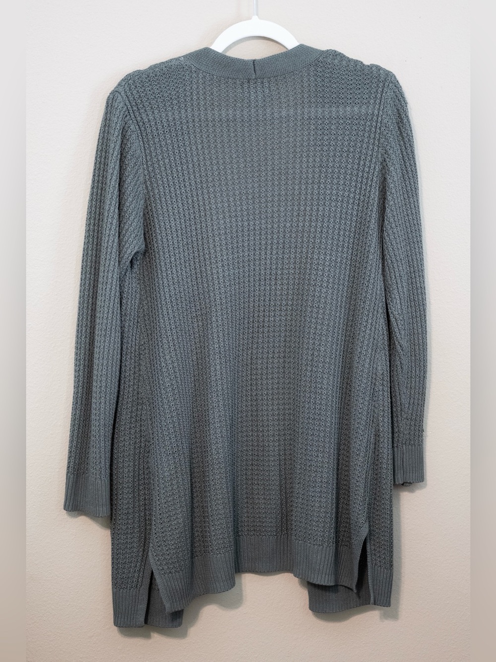 Market & Spruce Green Waffle Knit Open Front Cardigan - Picture 2 of 2